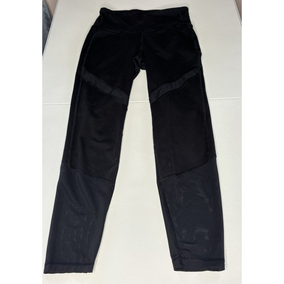 Old Navy Active Go-Dry Leggings, black, small, semi sheer panels at the bottom. - Picture 1 of 4